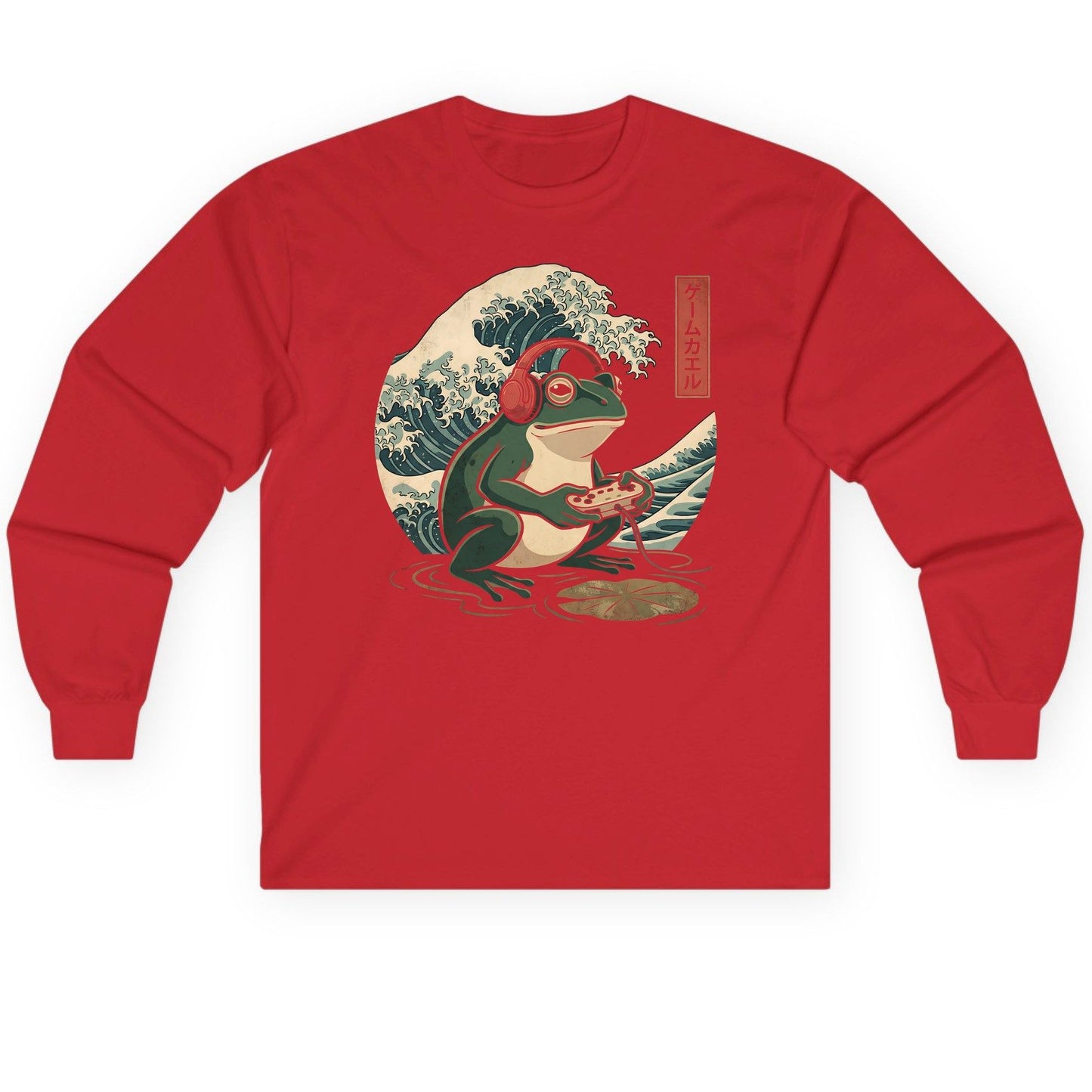 ゲームカエル gamer frog Long Sleeve Tee Red product mockup