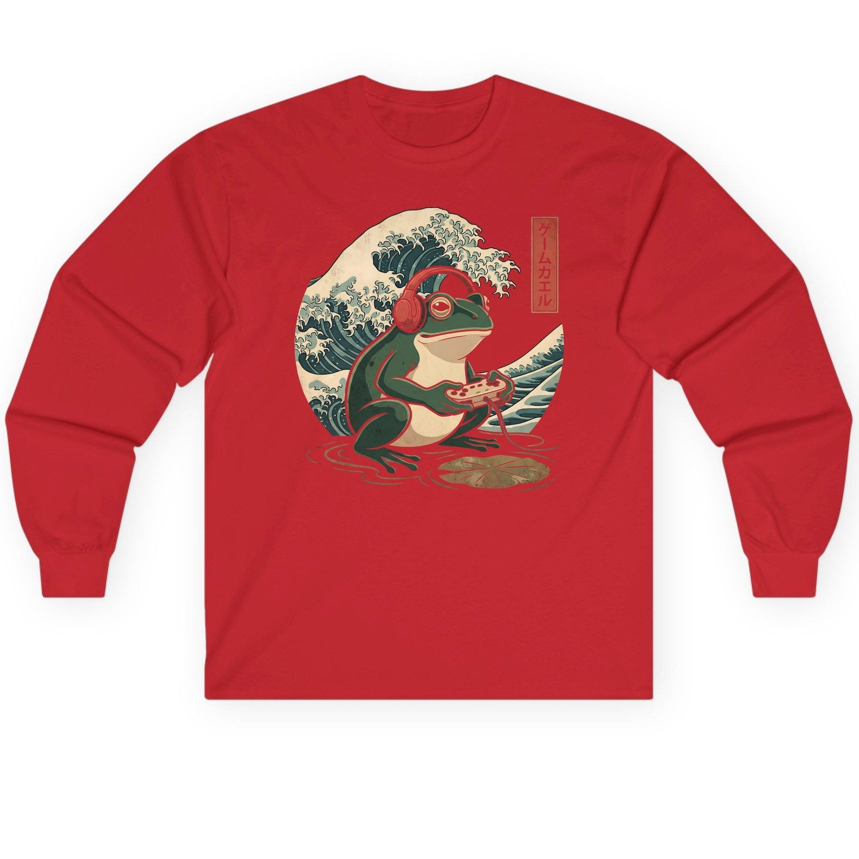 ゲームカエル gamer frog Long Sleeve Tee Red product mockup