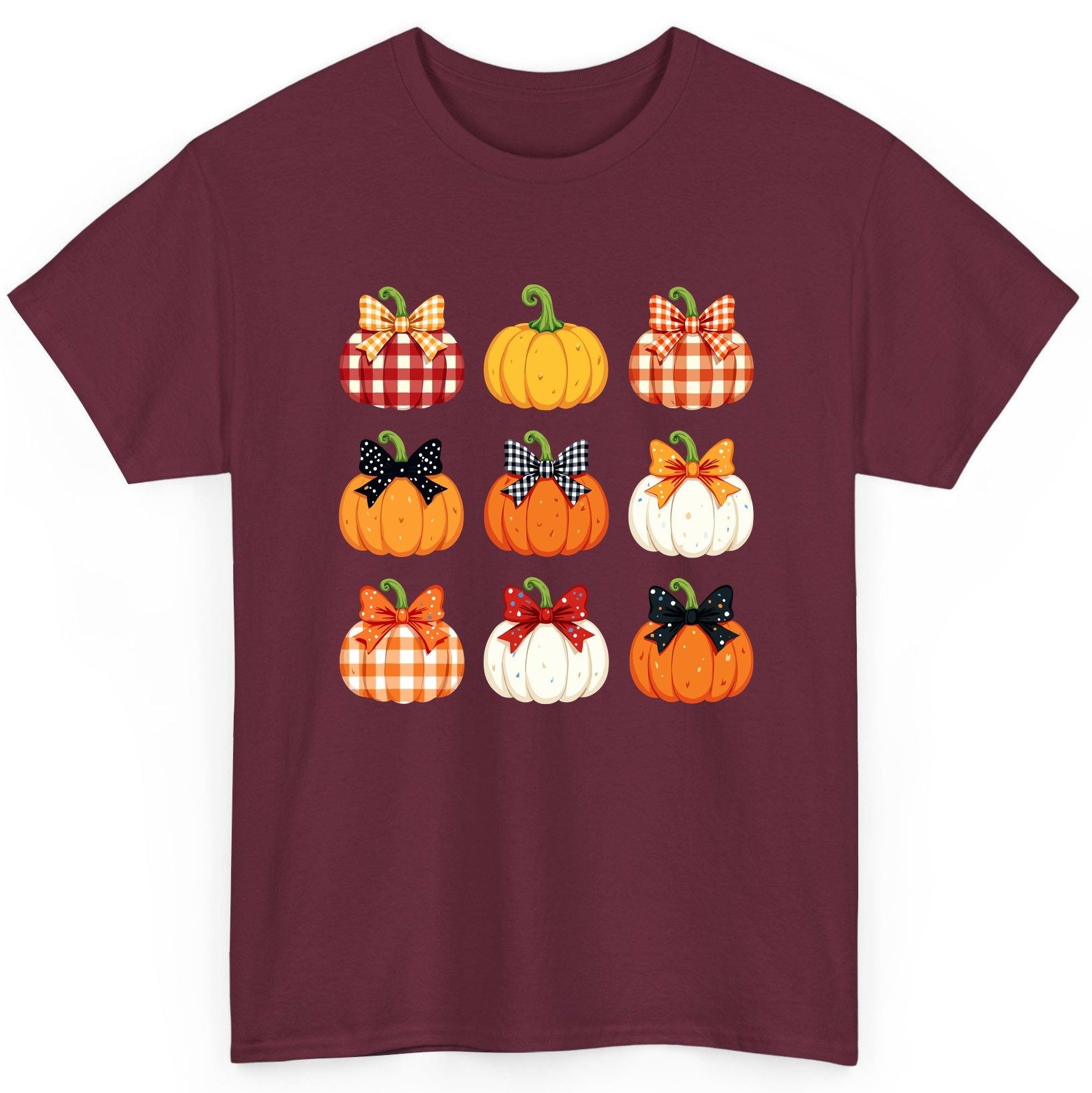 Decorative Fall Pumpkins fall pumpkins T-Shirt Maroon product mockup