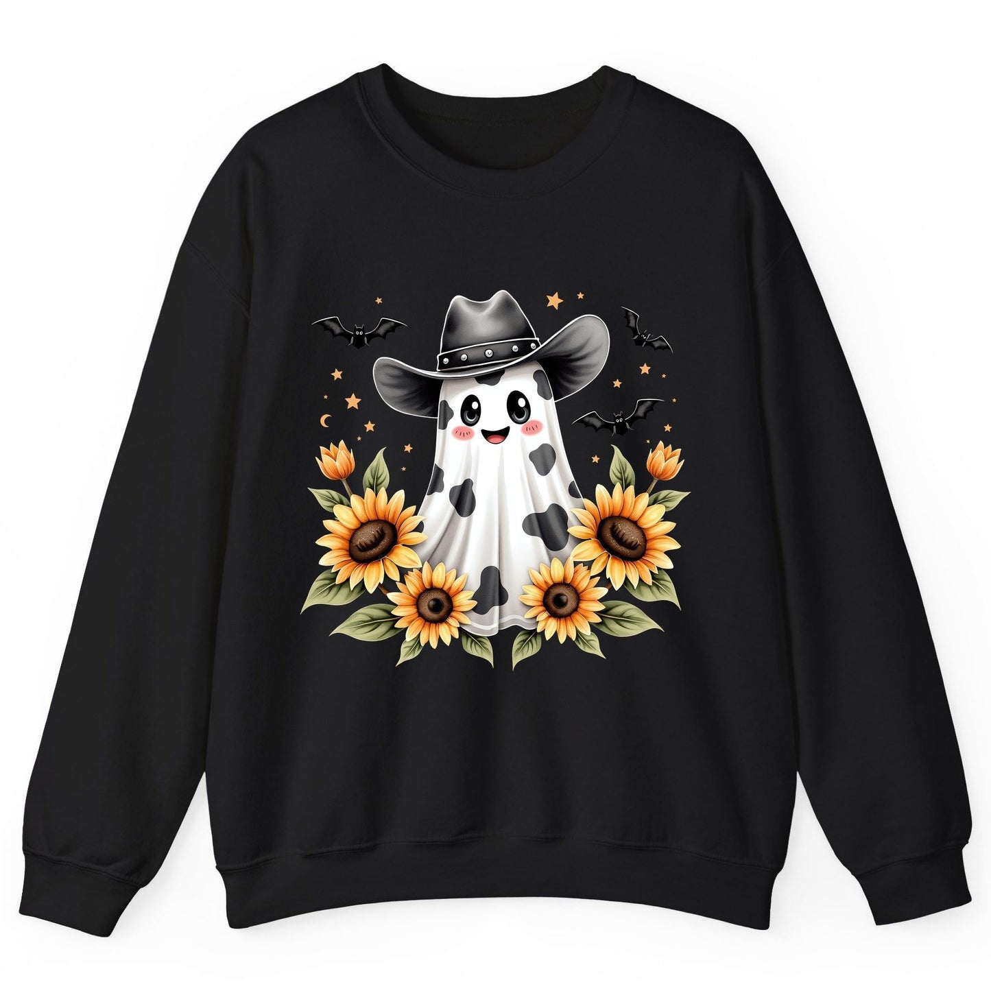 Cowboy Ghost Sunflowers cowboy ghost Sweatshirt Black product mockup