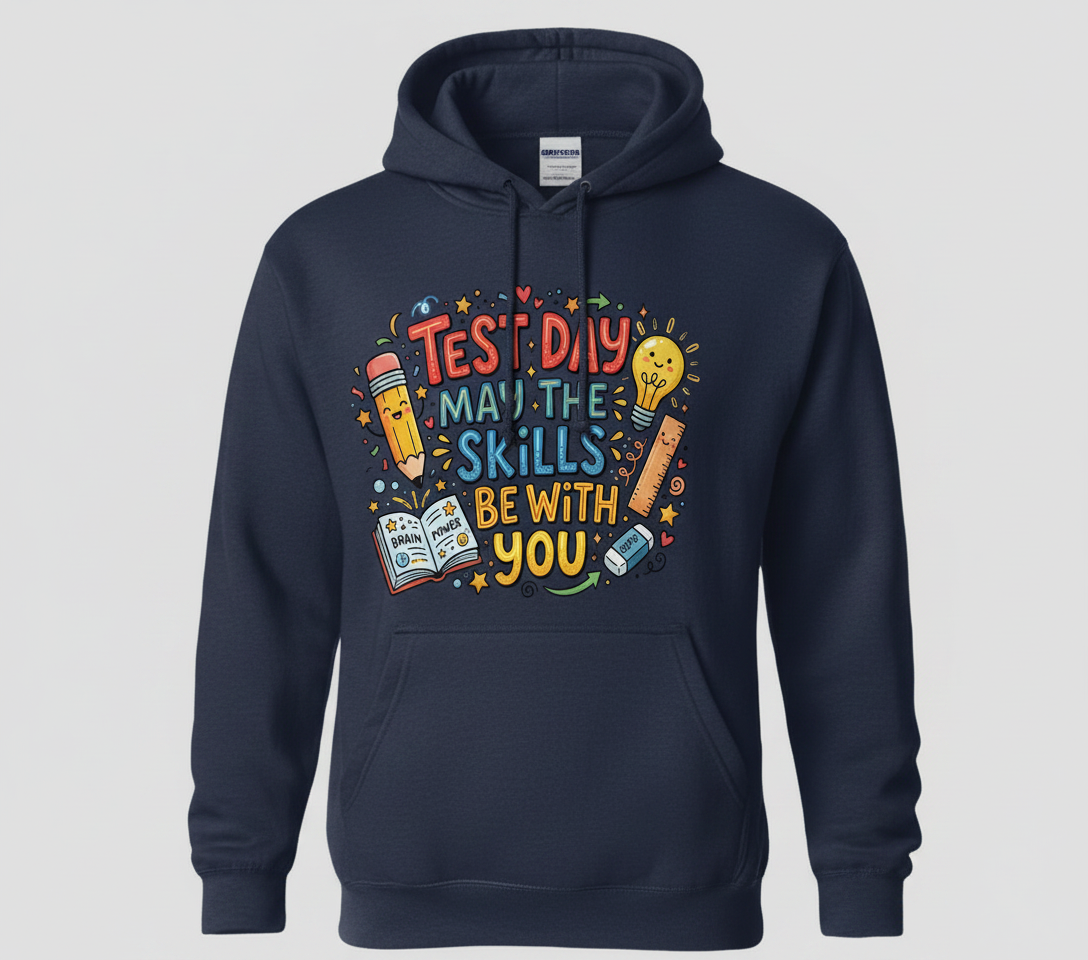 Test Day May The Skills Be With You Funny Teacher Student Gift Hoodie - Navy