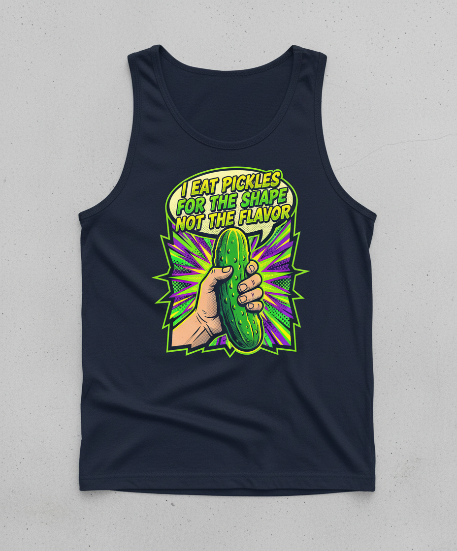 I Eat Pickles For The Shape Not The Flavor Funny Comic Art Tank Top - Navy