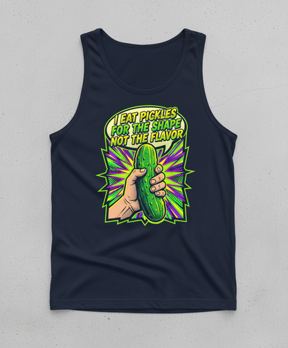 I Eat Pickles For The Shape Not The Flavor Funny Comic Art Tank Top - Navy