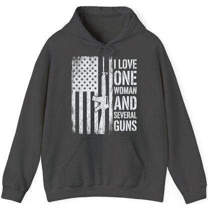 I LOVE ONE WOMAN AND Several GUNS Funny Pro-Gun Hoodie - product mockup - Dark Heather
