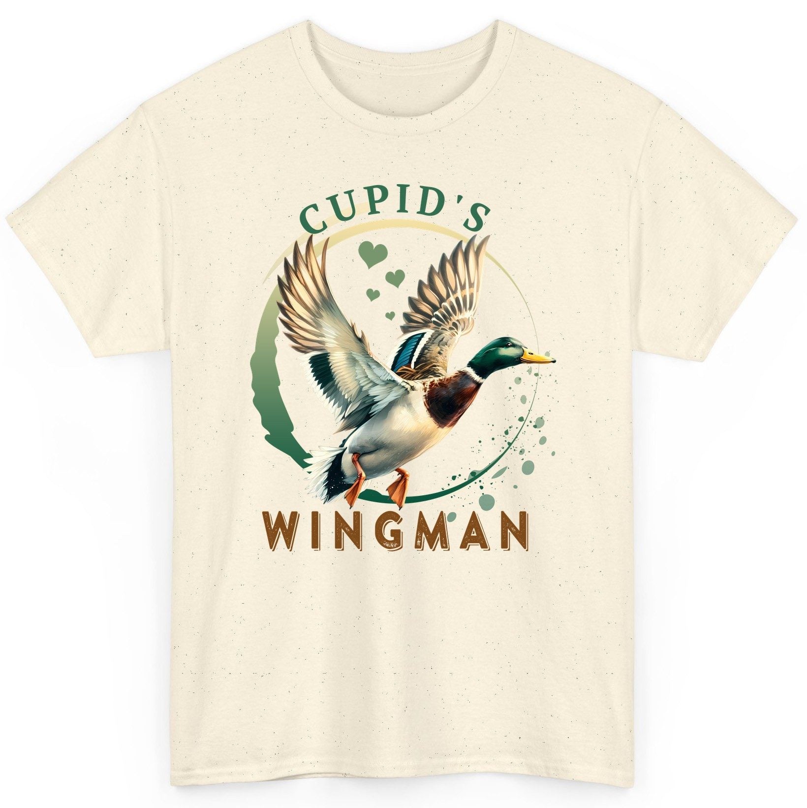 Cupid's Wingman mallard duck T-Shirt Natural product mockup