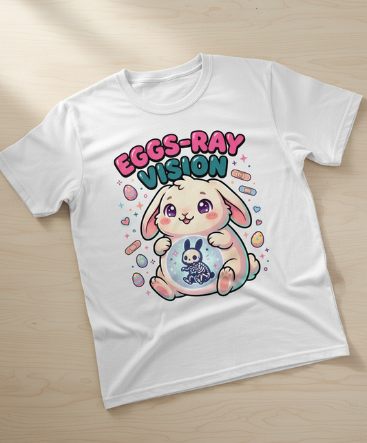 Eggs-Ray Vision Kawaii Easter Bunny Skeleton T-Shirt - White