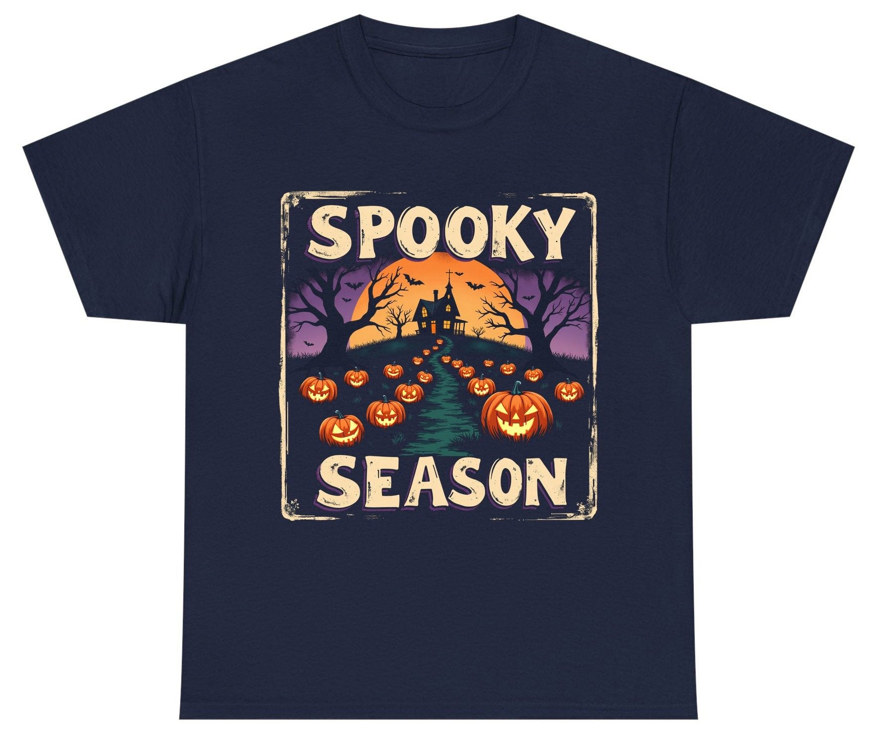 Spooky Season Halloween Youth T-Shirt Navy product mockup
