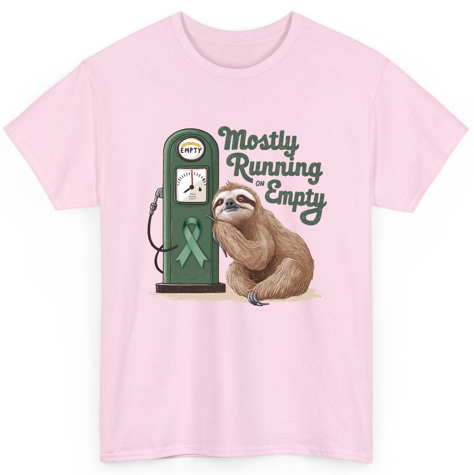 Mostly Running on Empty sloth T-Shirt Light Pink product mockup