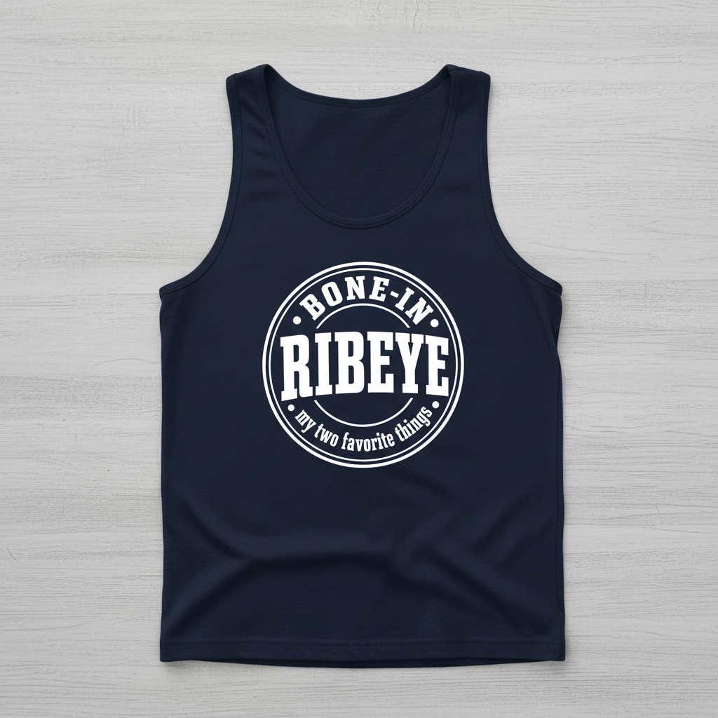 Bone-In Ribeye My Two Favorite Things Tank Top - Navy