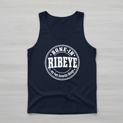 Bone-In Ribeye My Two Favorite Things Tank Top - Navy