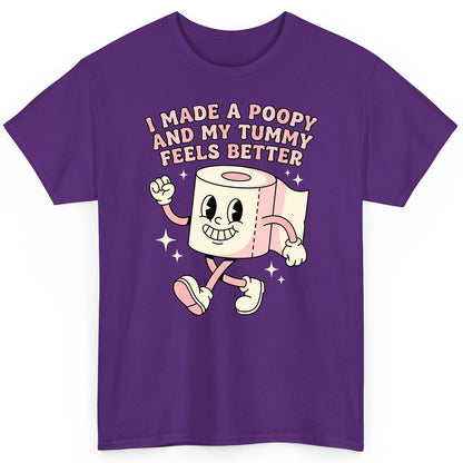 I Made a Poopy and My Tummy Feels Better funny toilet paper T-Shirt Purple product mockup