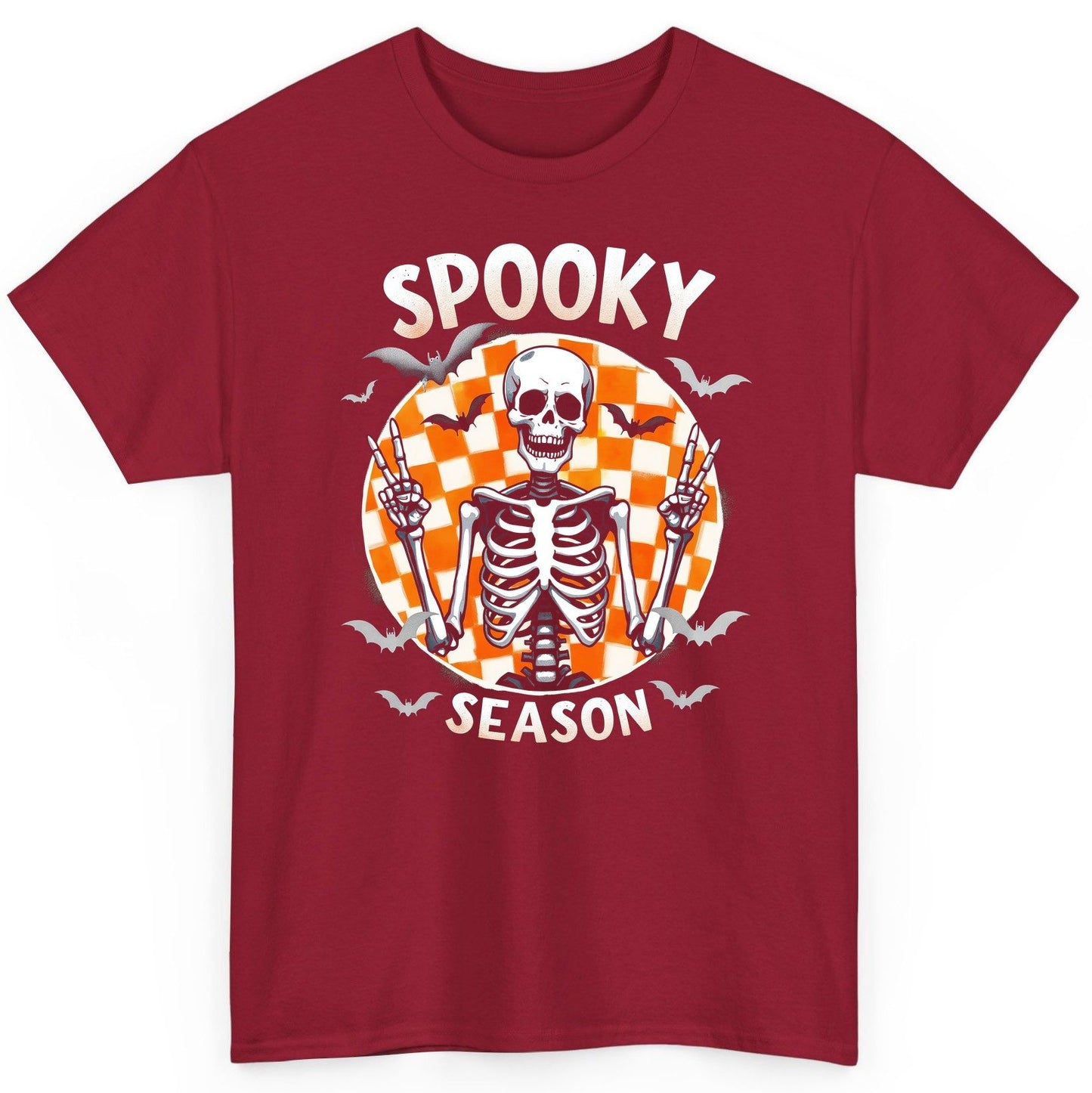 Spooky Season Halloween skeleton T-Shirt Cardinal Red product mockup