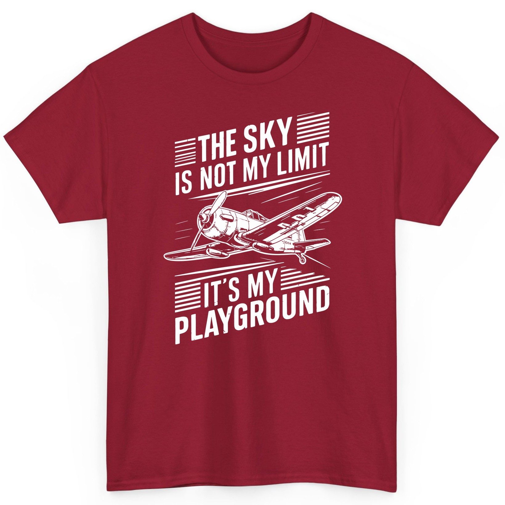 The Sky Is Not My Limit It's My Playground vintage airplane T-Shirt Cardinal Red product mockup