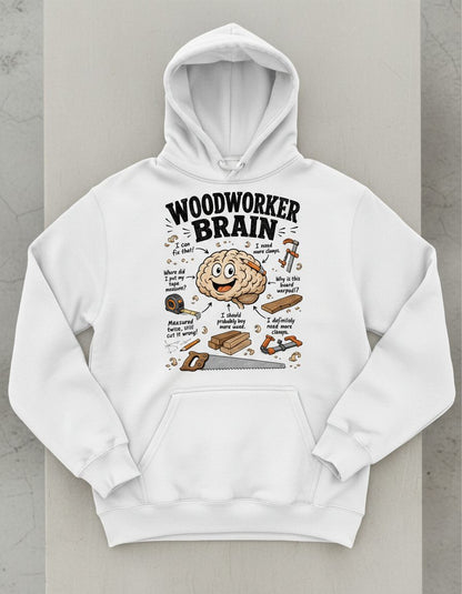 Woodworker Brain Funny Woodworking Hoodie - product mockup - White