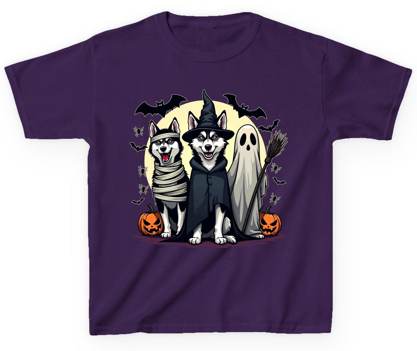 Halloween Huskies in Costumes Halloween huskies Youth T-Shirt Purple product mockup