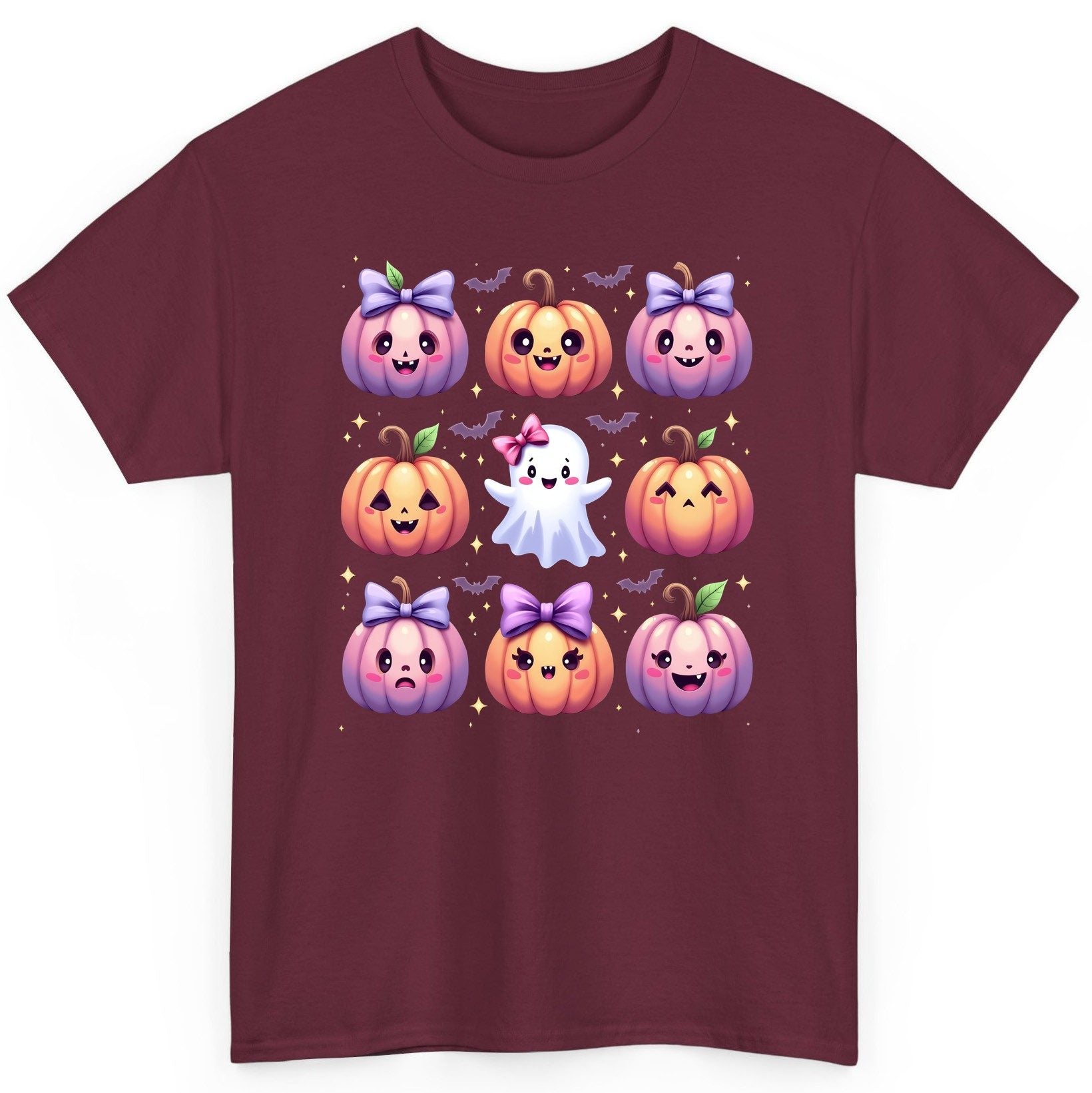Kawaii Halloween Pumpkins kawaii Halloween T-Shirt Maroon product mockup