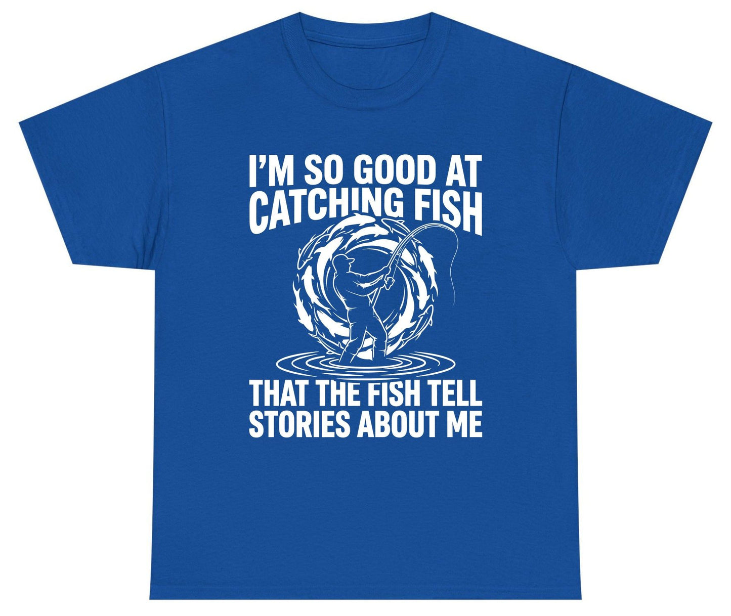 I'm So Good at Catching Fish That the Fish Tell Stories About Me fishing Youth T-Shirt Royal product mockup