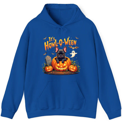 It's Howl-O-Ween french bulldog Hoodie Royal product mockup