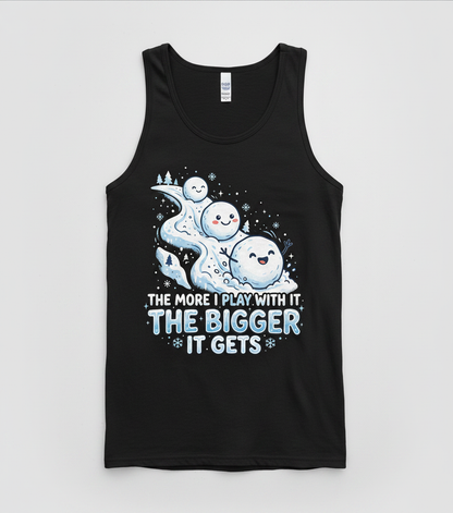 The More I Play With It The Bigger It Gets Funny Snowman Pun Tank Top - Black