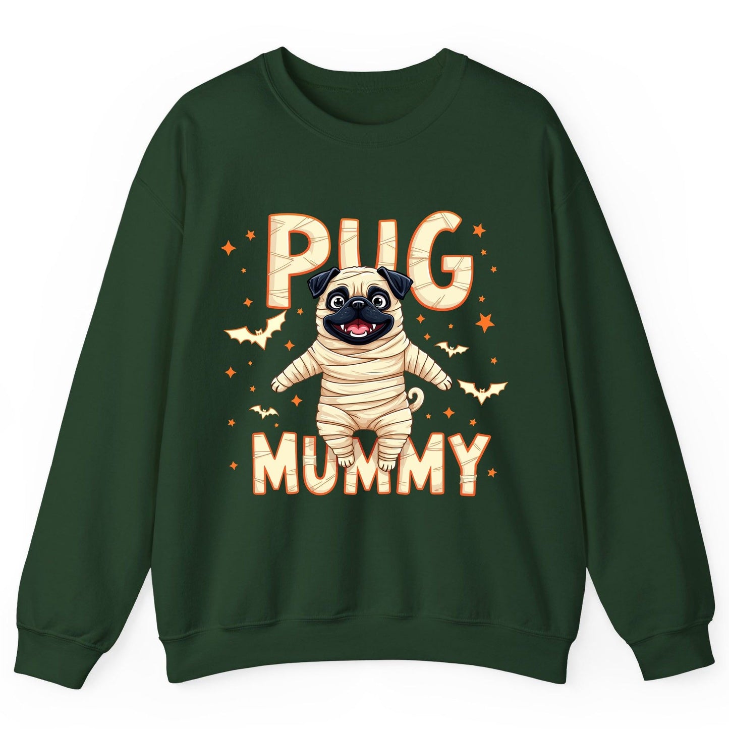 Pug Mummy pug Sweatshirt Forest Green product mockup