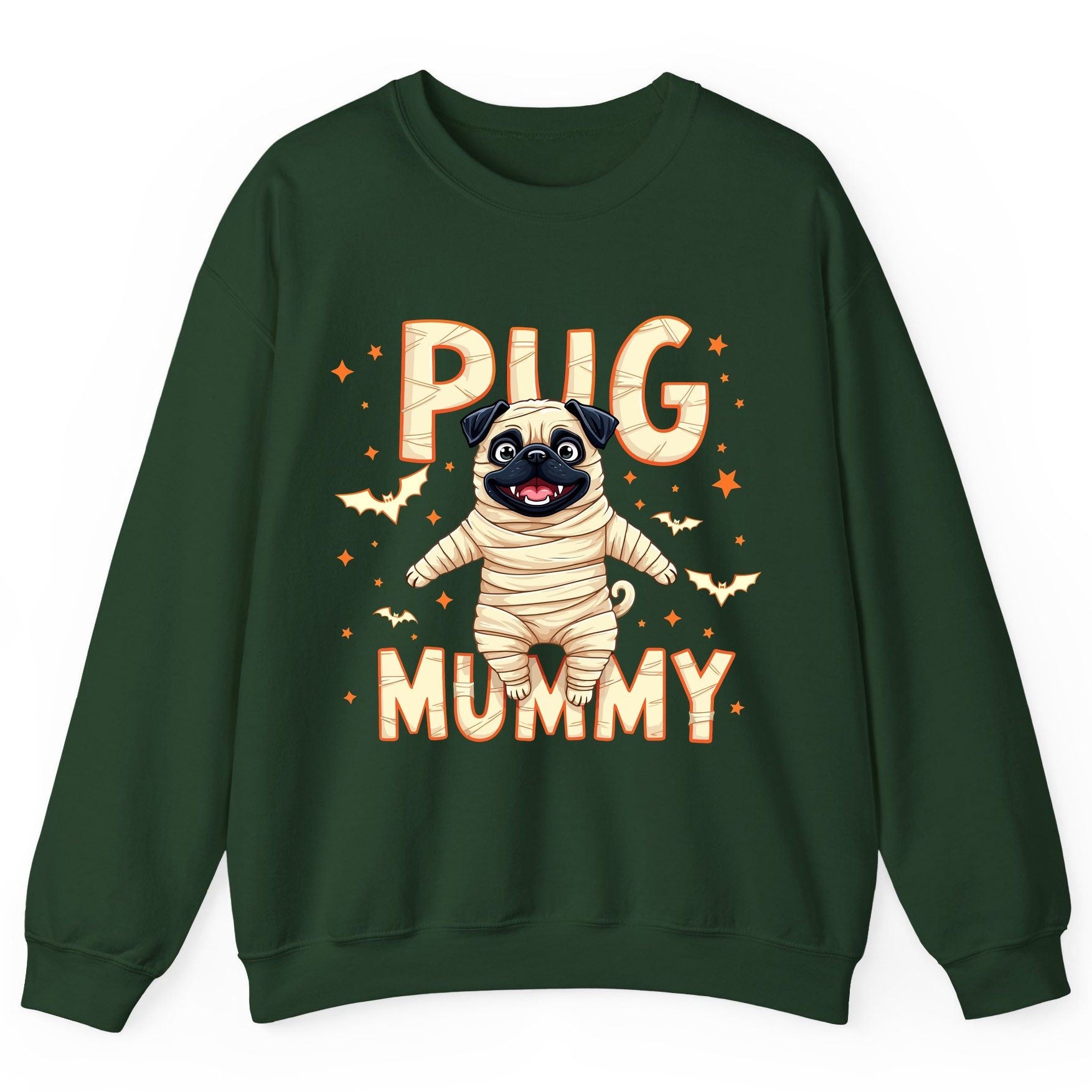 Pug Mummy pug Sweatshirt Forest Green product mockup
