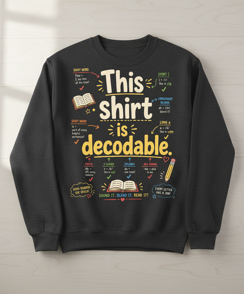 This Shirt Is Decodable Phonics Teacher Sweatshirt - Dark Heather