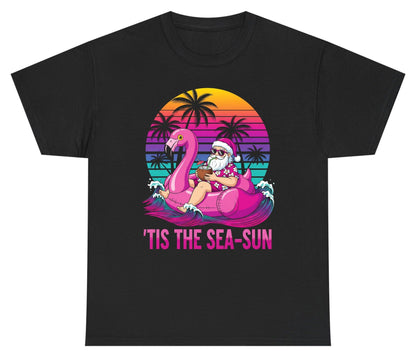 'Tis the Sea-Sun tropical santa claus Youth T-Shirt Black product mockup