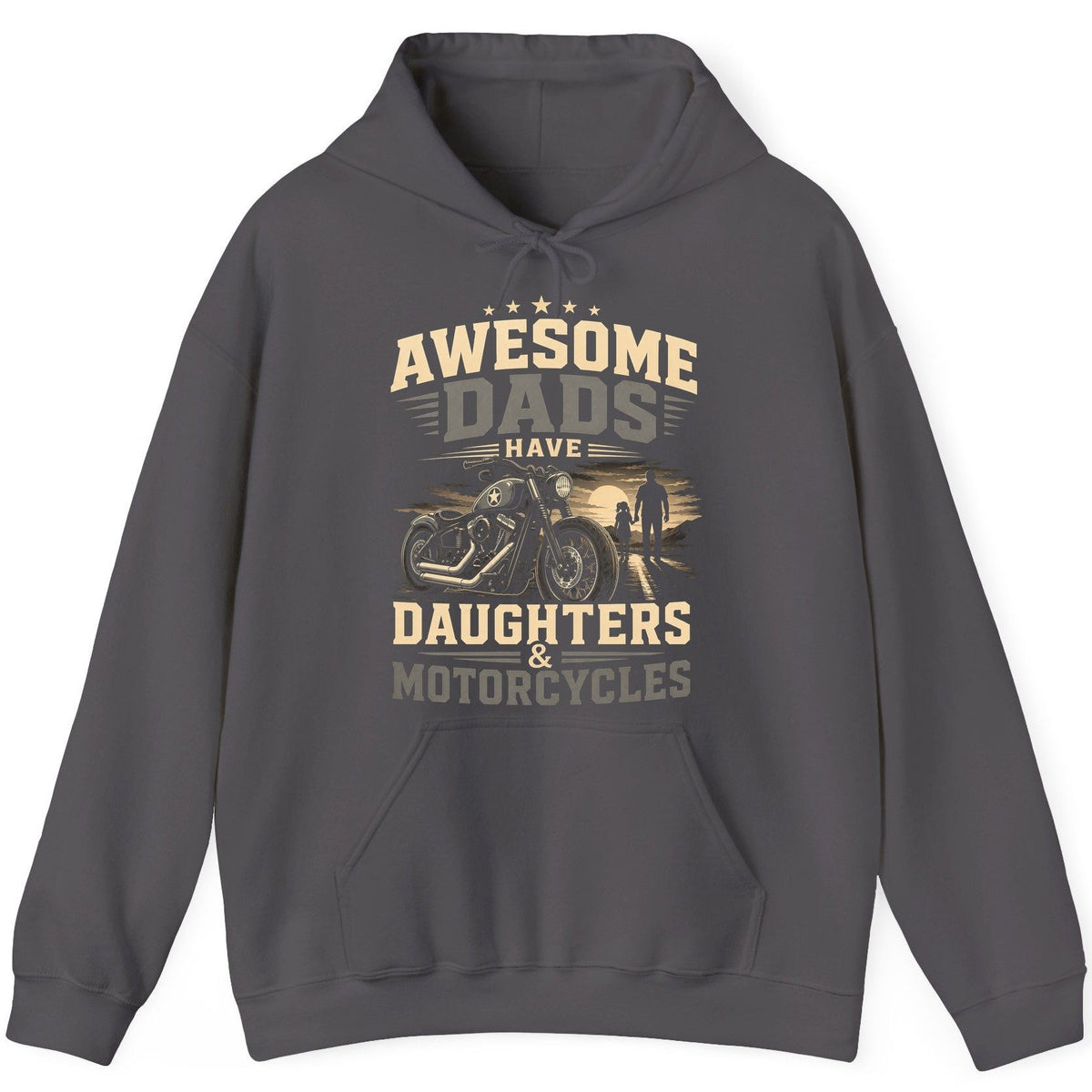 Awesome Dads Have Daughters & Motorcycles biker dad Hoodie Charcoal product mockup