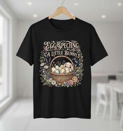 Egg-specting A Little Bunny Pregnancy Announcement T-Shirt - Black