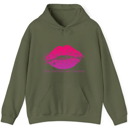 Galentines the Sisters We Choose galentine's day Hoodie Military Green product mockup
