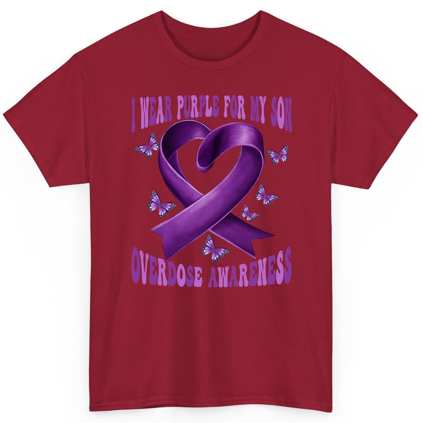 I Wear Purple for My Son Overdose Awareness overdose awareness T-Shirt Cardinal Red product mockup