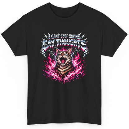 I Can't Stop Having Gay Thoughts cat T-Shirt Black product mockup