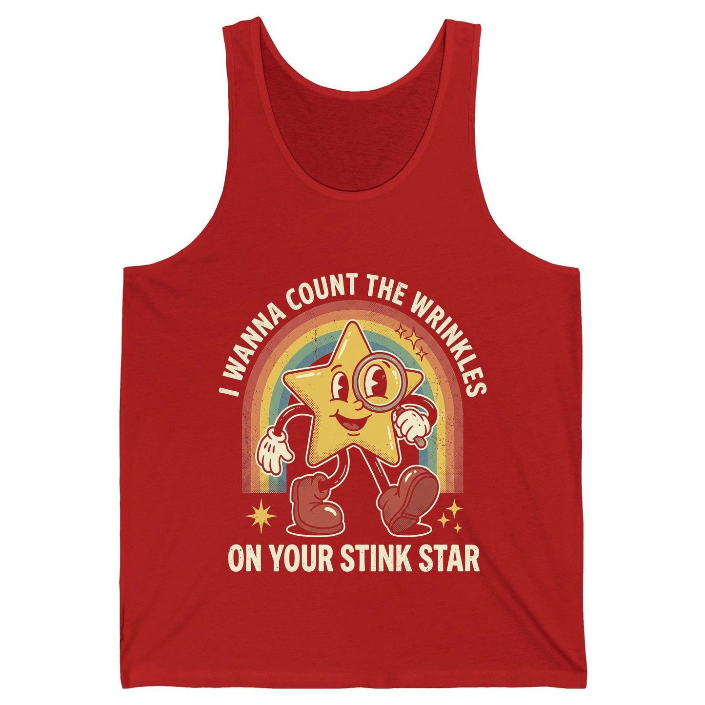 I WANNA COUNT THE Wrinkles ON YOUR STINK STAR Tank Top - product mockup - Red