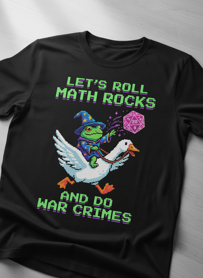 Let's Roll Math Rocks Frog Wizard Pixel Art TTRPG Design T-Shirt - Black