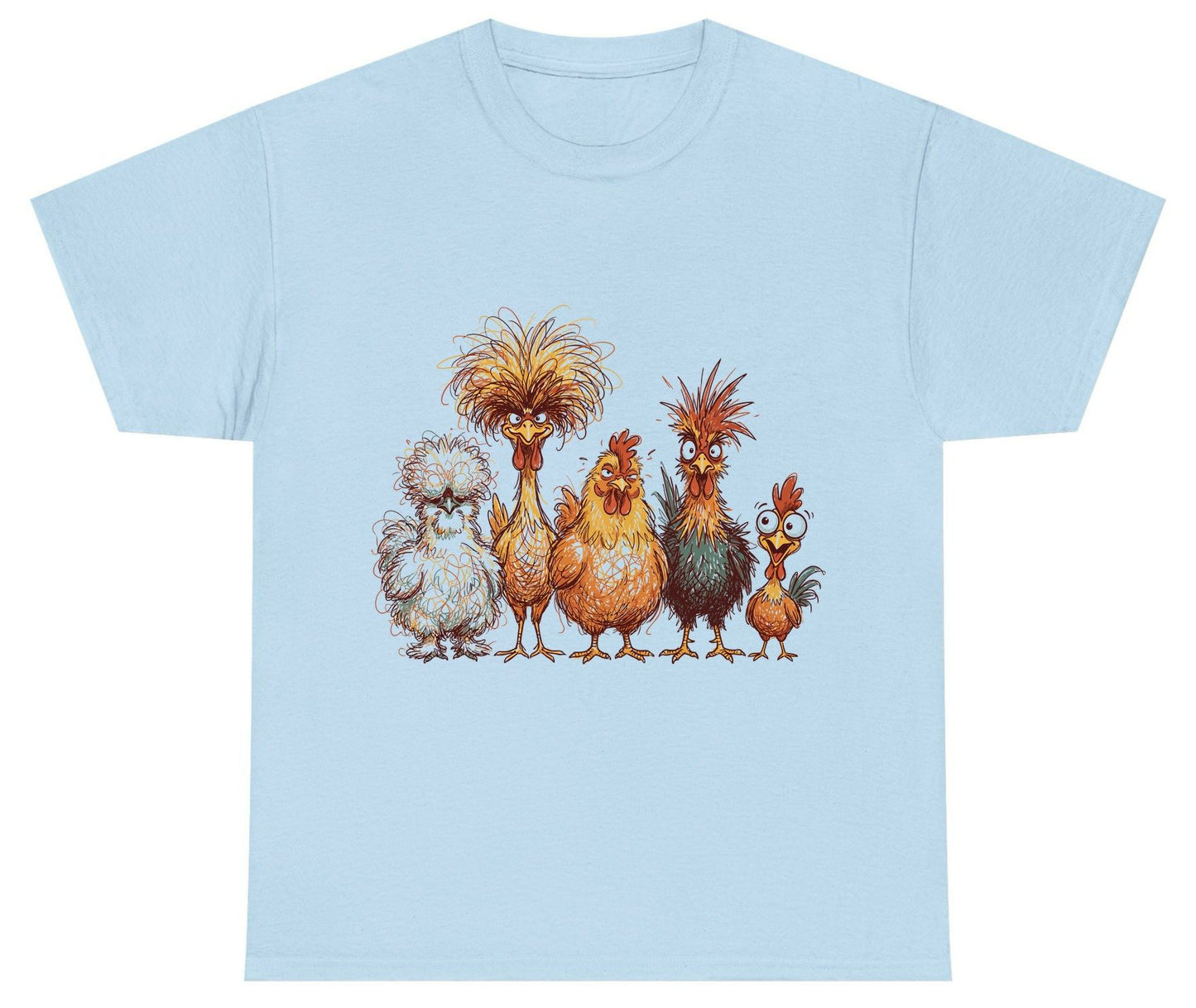 Funny Scribble Art Chickens chickens Youth T-Shirt Light Blue product mockup
