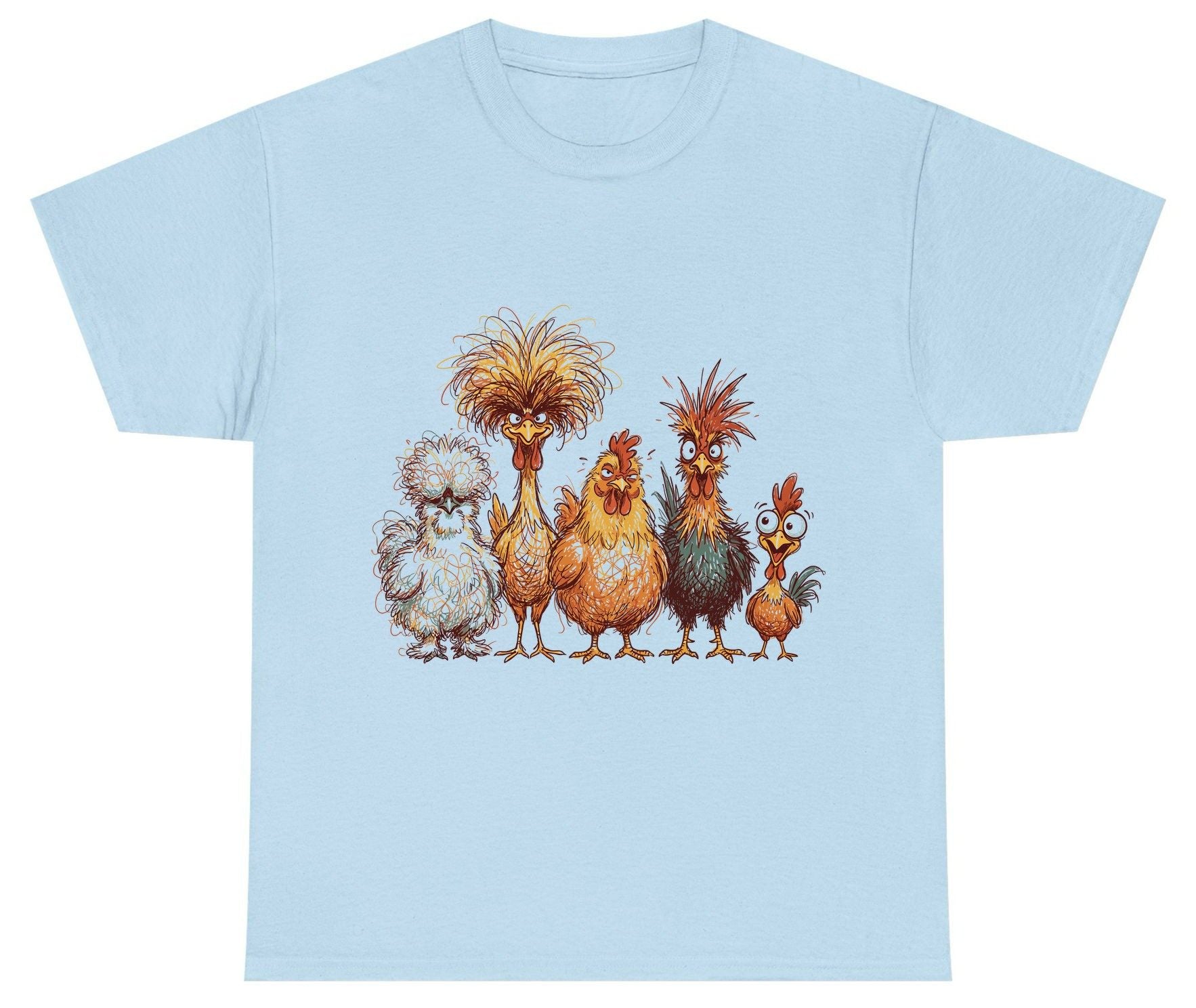 Funny Scribble Art Chickens chickens Youth T-Shirt Light Blue product mockup