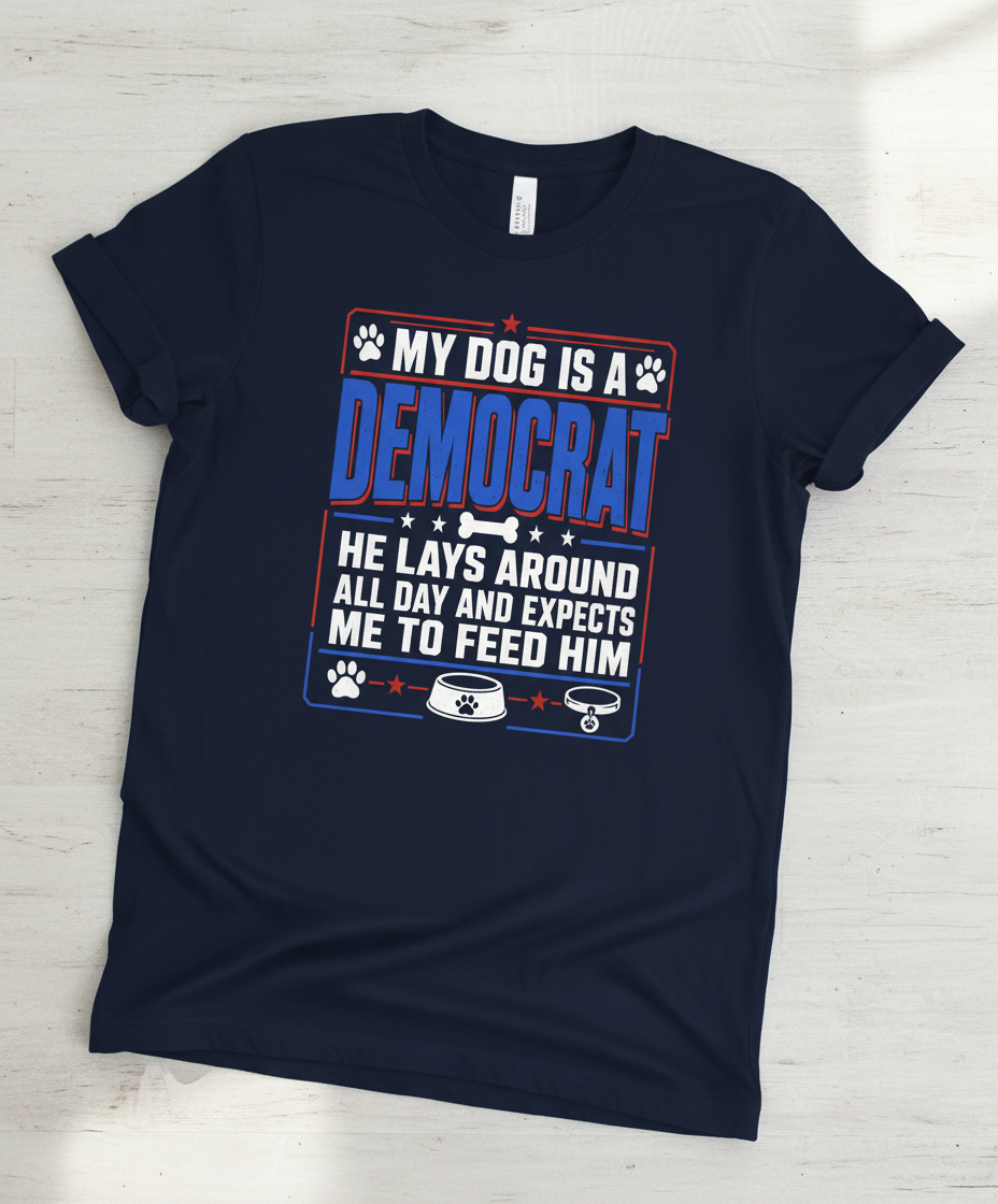 My Dog Is A Democrat Funny Political Dog Lover Design T-Shirt - Navy