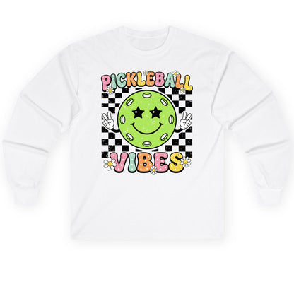 Pickleball Vibes pickleball Long Sleeve Tee White product mockup