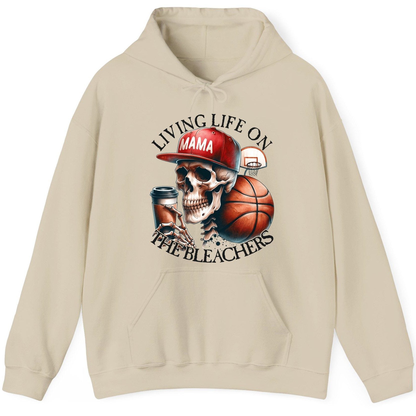Living Life on the Bleachers Mama basketball mom Hoodie Sand product mockup