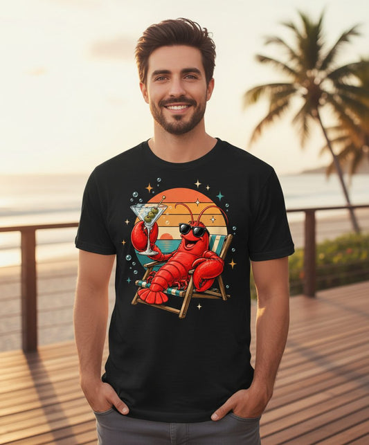Funny Lobster Drinking Martini lobster T-Shirt Black lifestyle mockup
