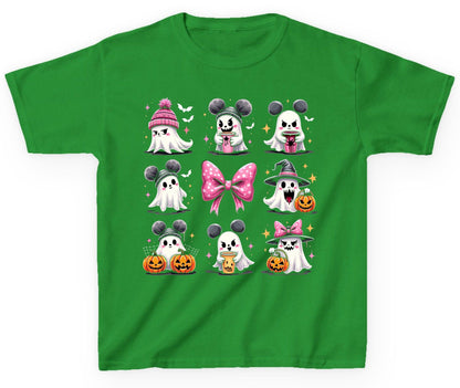 Cute Pink Halloween Ghosts Halloween ghosts Youth T-Shirt Irish Green product mockup