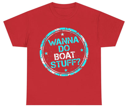 WANNA DO BOAT STUFF Funny Boating Youth T-Shirt - product mockup - Red