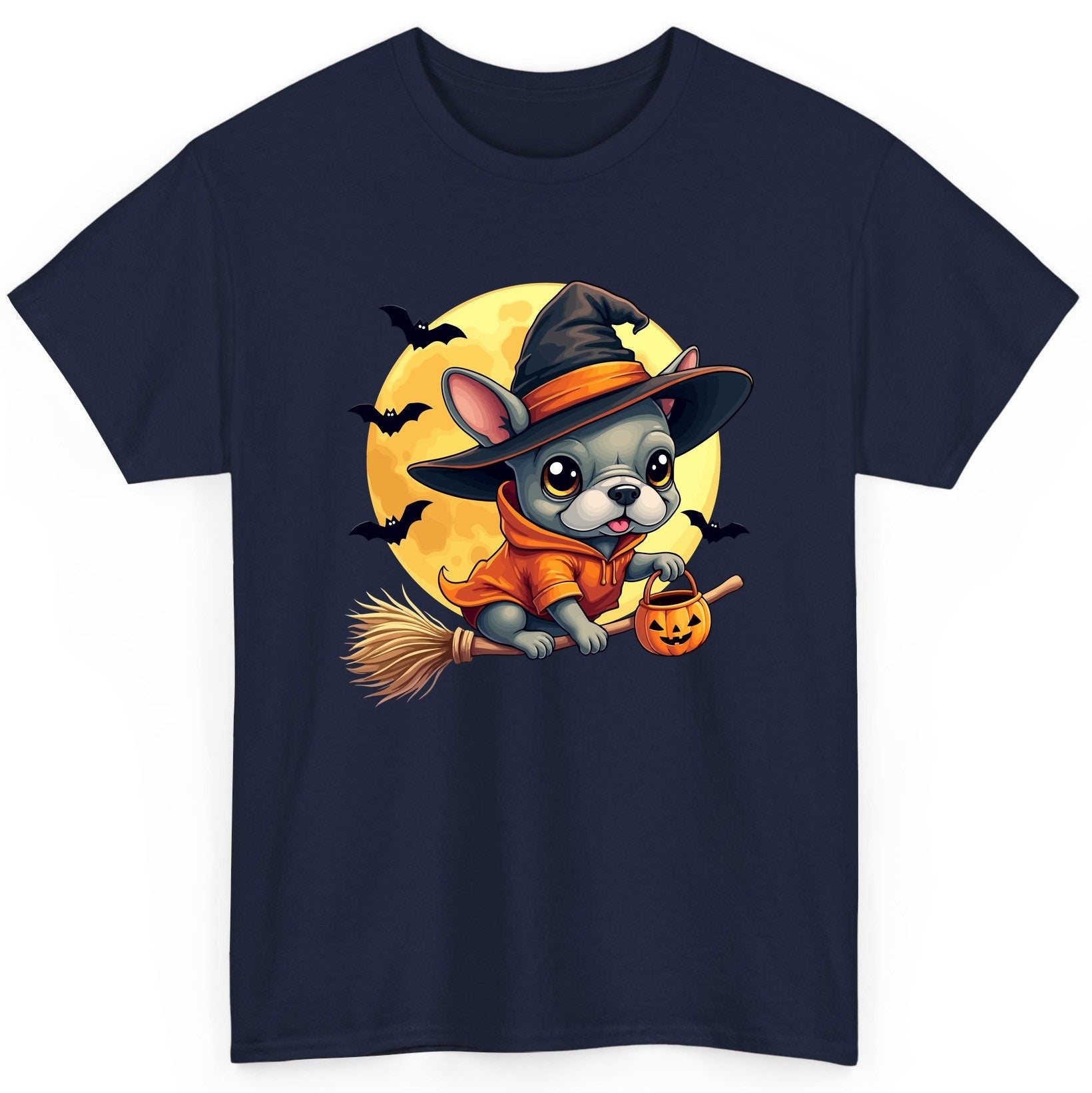 Cute Witch French Bulldog french bulldog T-Shirt Navy product mockup