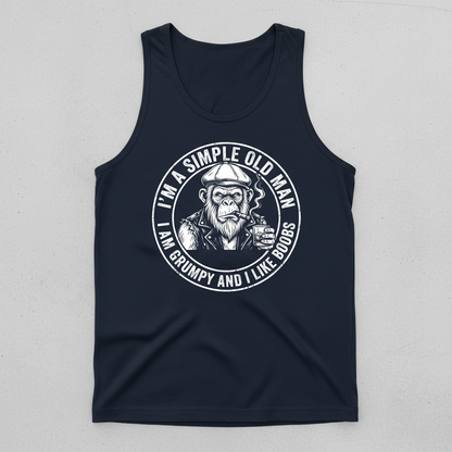 I'm A Simple Old Man Grumpy Ape Funny Quote Tank Top - Navy