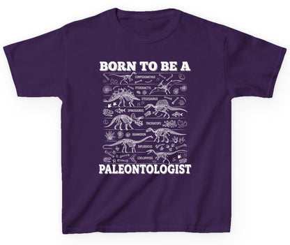 Born to Be a Paleontologist dinosaur skeletons Youth T-Shirt Purple product mockup