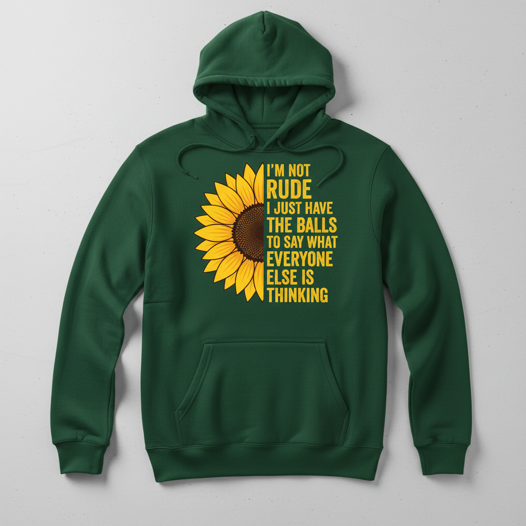 Sunflower I'm Not Rude Funny Sarcastic Quote Hoodie - Forest Green