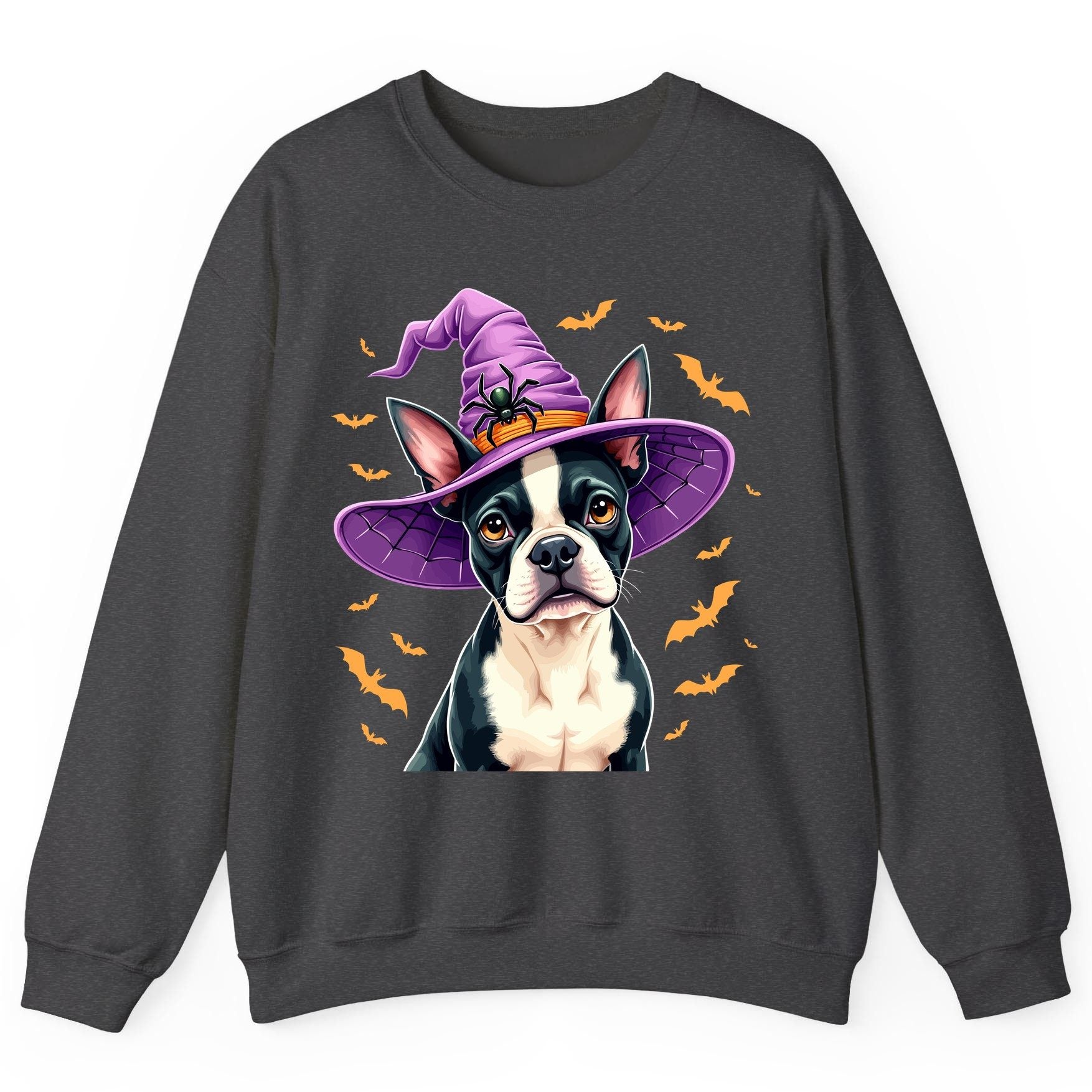 Halloween Boston Terrier Witch boston terrier Sweatshirt Dark Heather product mockup