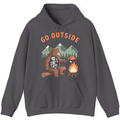 Go Outside funny bear Hoodie Charcoal product mockup