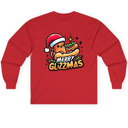 Merry Glizzmas hot dog Long Sleeve Tee Red product mockup