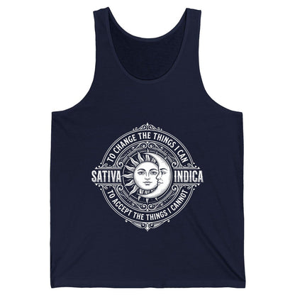 Sativa to Change the Things I Can Indica to Accept the Things Tank Top - product mockup - Navy